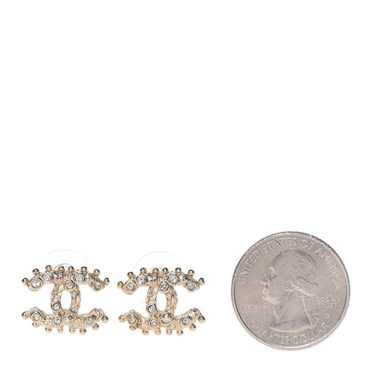 Chanel Crystal CC Earrings Gold 2 of 3