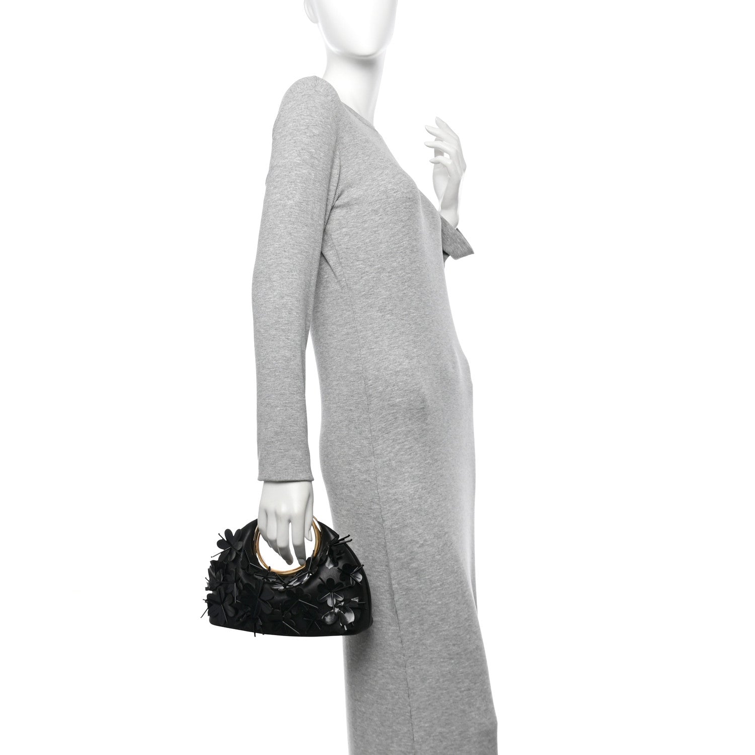 Jacquemus Lambskin Le Petit Calino Brode Ring Top Handle Bag Black 2 of 10