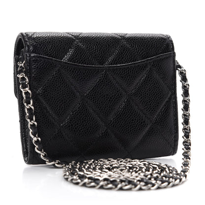 Chanel Caviar Quilted Flap Card Holder On Chain Black 3 of 12