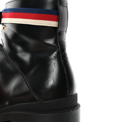 Gucci Calfskin Sylvie Web Womens Lace Up Combat Boots 39 Black 16 of 21