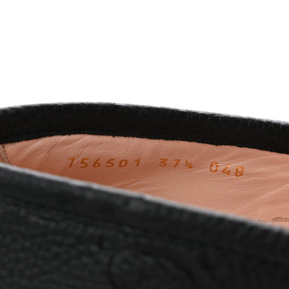 Gucci Piuma Calfskin Embossed Womens Platform Lug Sole Loafers 37.5 Black 8 of 12