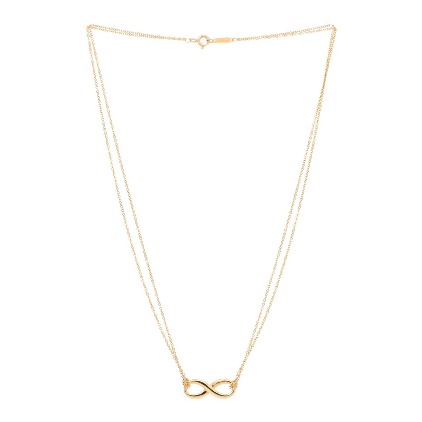 18K Yellow Gold Infinity Double Chain Pendant Necklace