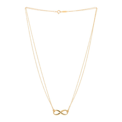 Tiffany 18K Yellow Gold Infinity Double Chain Pendant Necklace 2 of 3