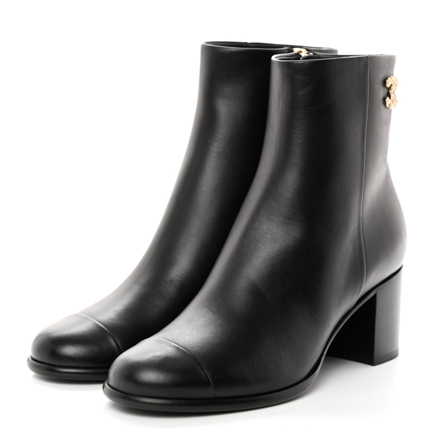 Calfskin CC Ankle Boots 37 Black