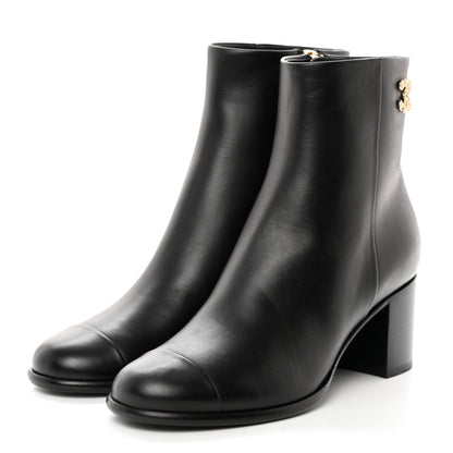Chanel Calfskin CC Ankle Boots 37 Black 3 of 9