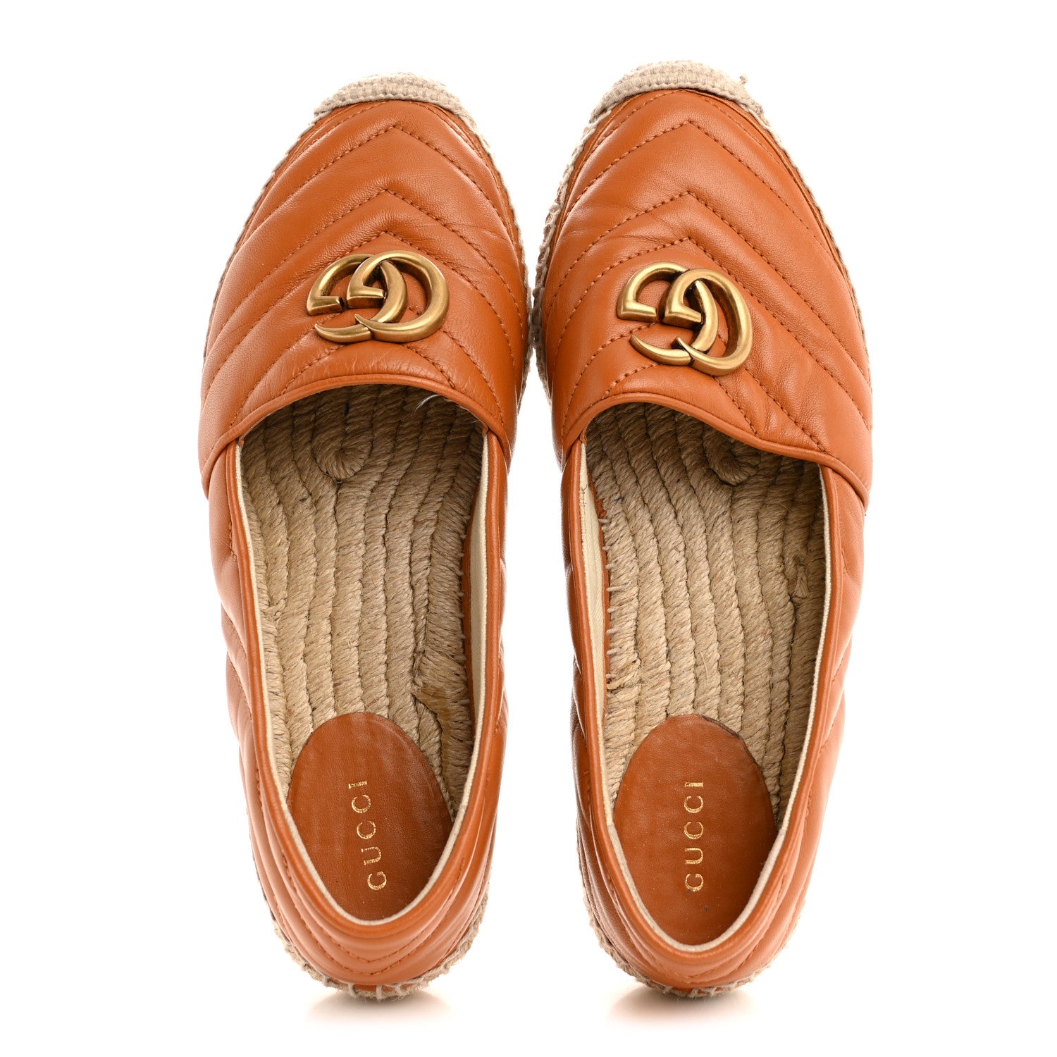Gucci Nappa Matelasse GG Marmont Espadrilles 38.5 Cognac 2 of 9