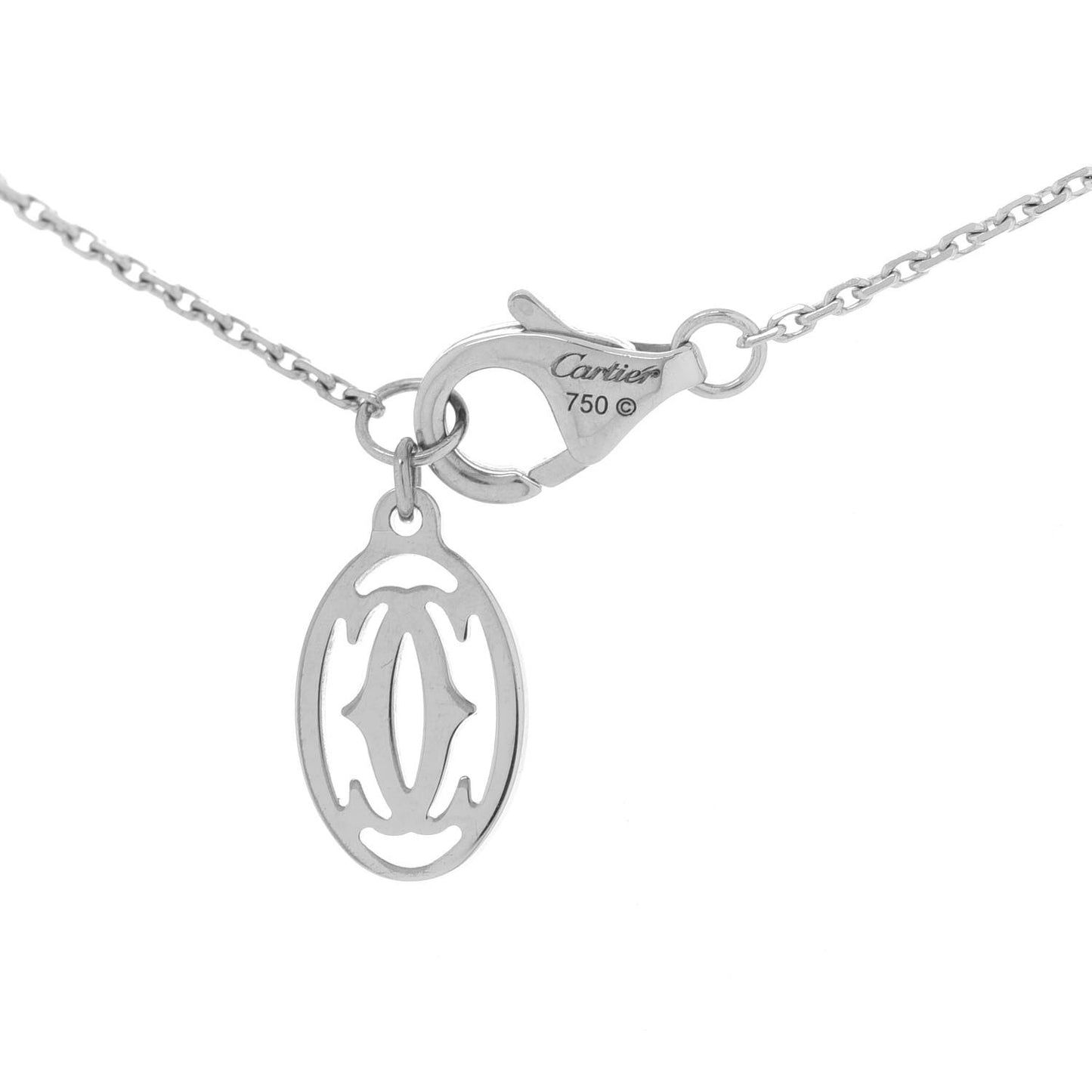 18K White Gold Diamond Symbols Cross Pendant Necklace