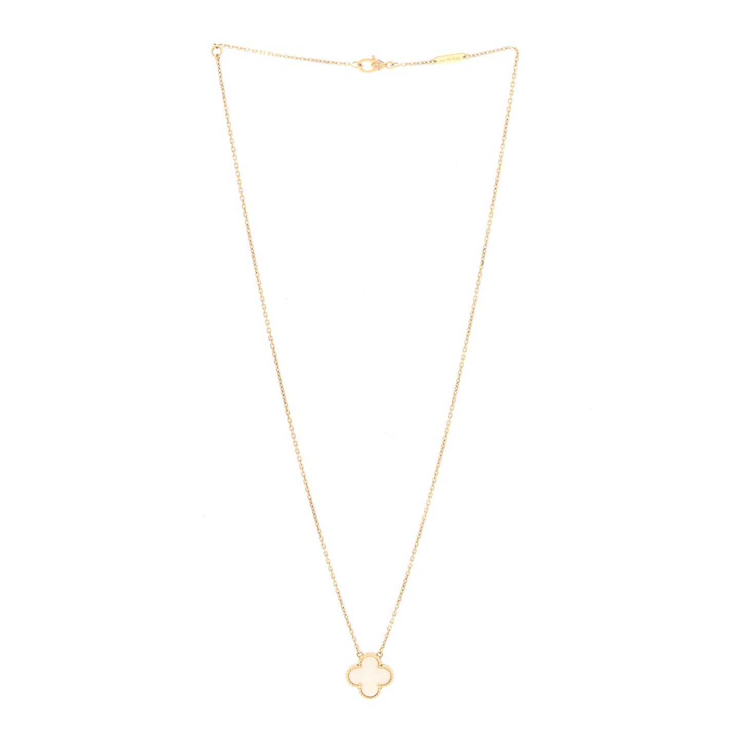 18K Yellow Gold Mother of Pearl Vintage Alhambra Pendant Necklace