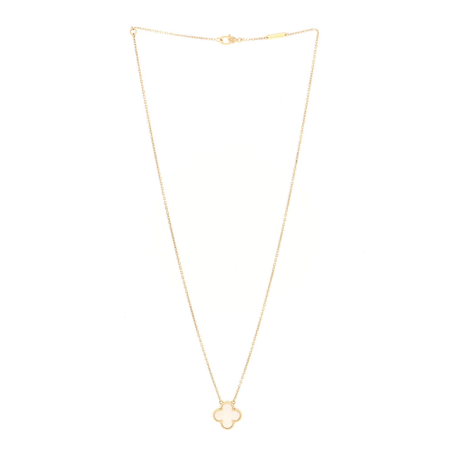 Van Cleef & Arpels 18K Yellow Gold Mother of Pearl Vintage Alhambra Pendant Necklace 3 of 5