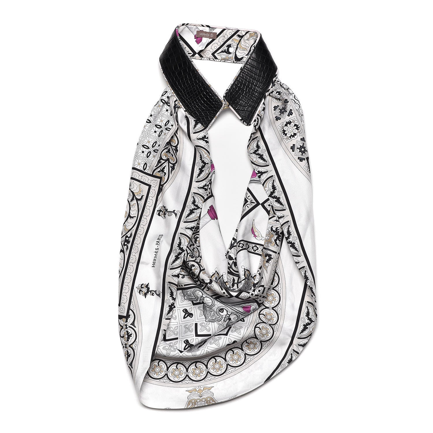 Hermes Matte Niloticus Crocodile Silk Textile Accessory Ciels Byzantins Scarf 1 of 6