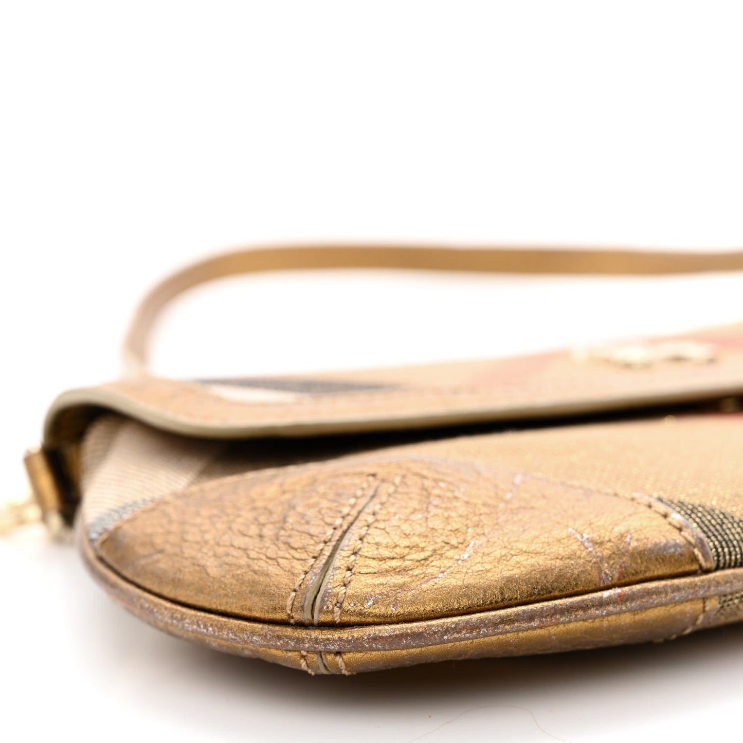 Metallic Calfskin Shoulder Bag Gold