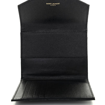 Saint Laurent Grain De Poudre Matelasse Chevron Small Monogram Passport Case Black 4 of 6