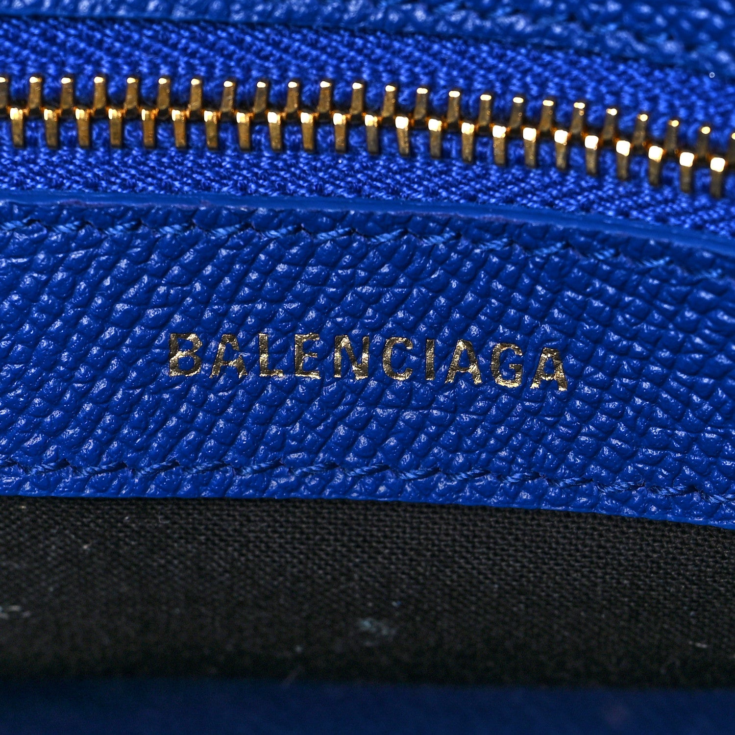Balenciaga Signature Grained Calfskin Logo XXS Ville Top Handle Bag Bleu Roi White 6 of 10