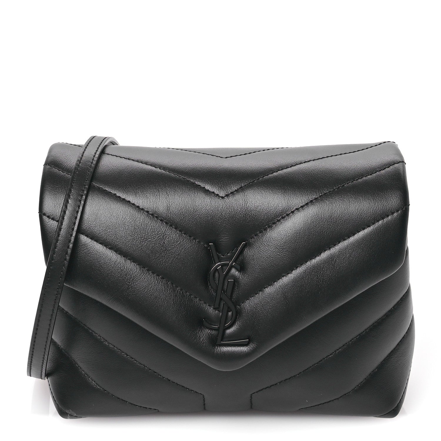 Saint Laurent Calfskin Y Quilted Monogram Monochrome Toy Loulou Crossbody Bag Black 1 of 11