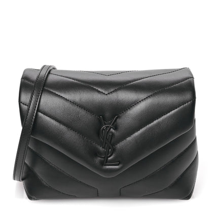 Saint Laurent Calfskin Y Quilted Monogram Monochrome Toy Loulou Crossbody Bag Black 1 of 11