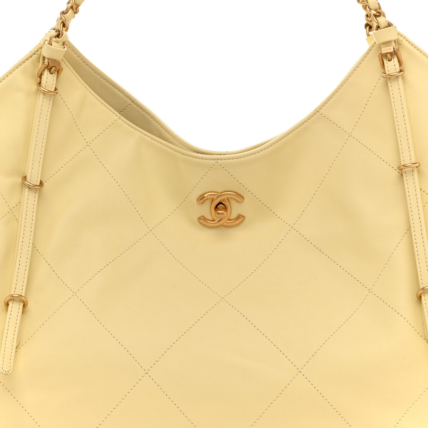 Calfskin Quilted Maxi Shopping Bag Light Yellow