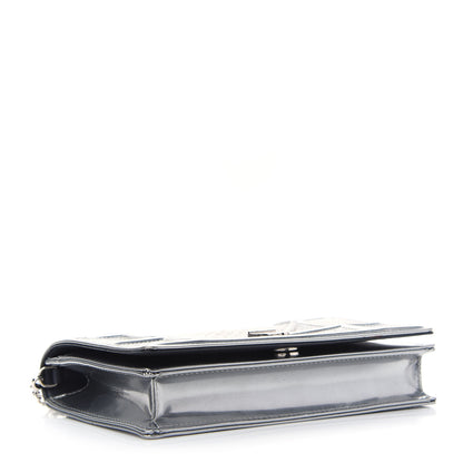 Christian Dior Metallic Patent Micro-Cannage Diorama Wallet on Chain Pouch Silver 4 of 10
