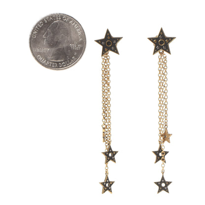 Christian Dior Star Charm Drop Earrings Antique Gold 2 of 4