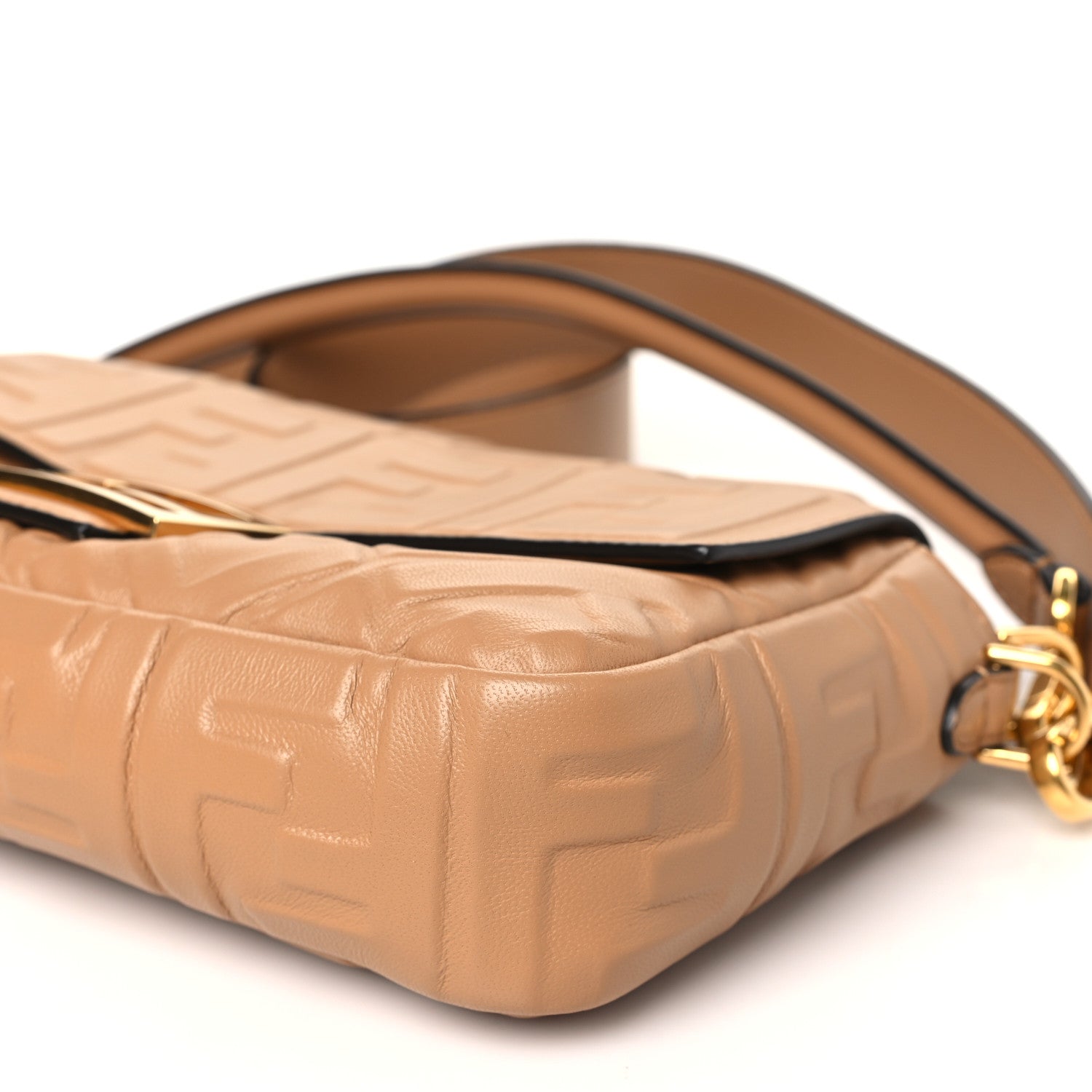 Fendi Nappa FF 1974 Embossed Baguette Miele Scuro 10 of 12