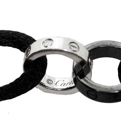 Cartier 18K White Gold Ceramic 4 Diamond LOVE Cord Bracelet Black 3 of 7