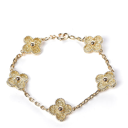 Van Cleef & Arpels 18K Yellow Gold 5 Motifs Vintage Alhambra Bracelet 1 of 5