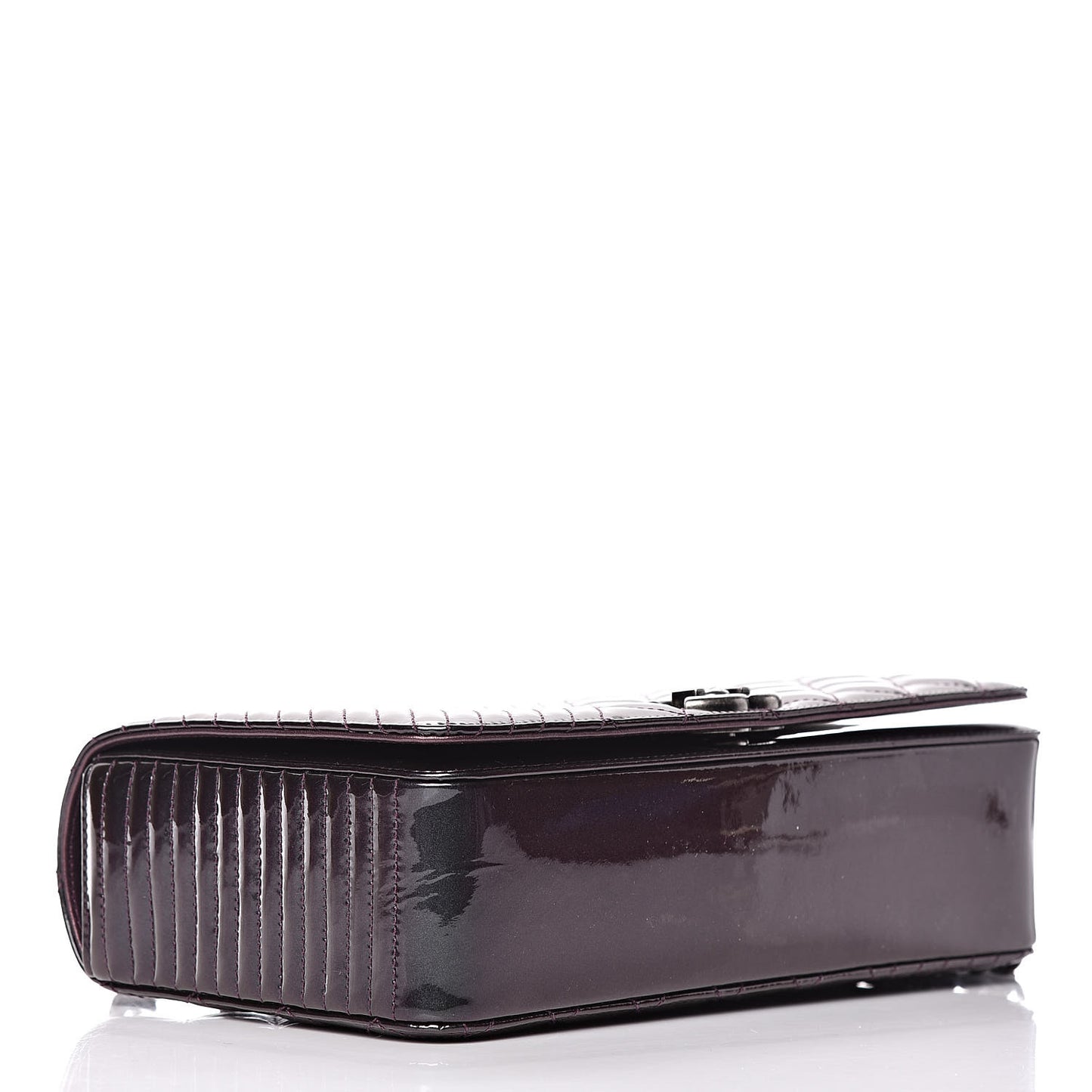Iridescent Patent Quilted Medium Coco Boy Flap Purple
