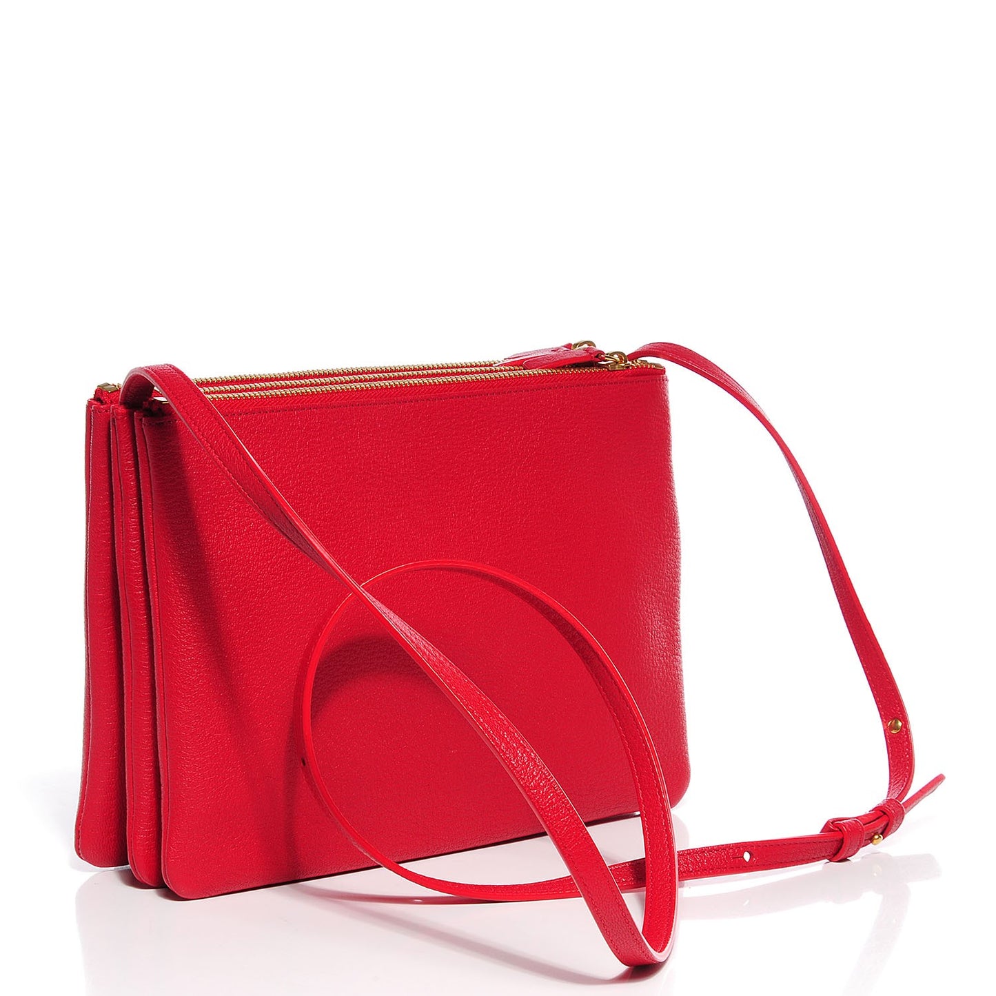 Goatskin Large Trio Crossbody Bag Scarlet