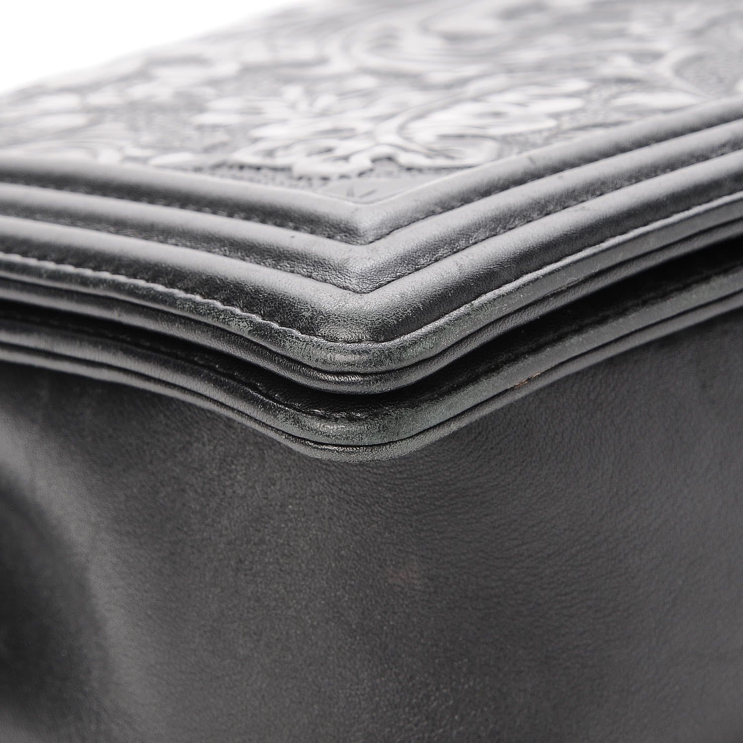 Chanel Calfskin Embossed New Medium Cordoba Boy Flap Black 9 of 13