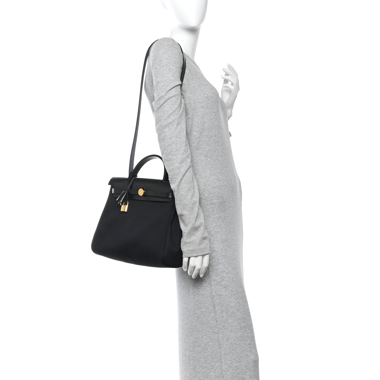 Hermes Military Toile Vache Hunter Herbag Zip Retourne 31 PM Black 2 of 11