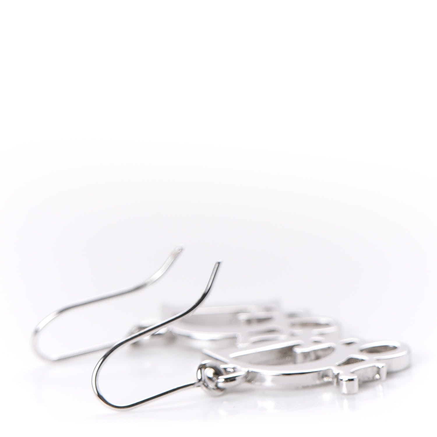Christian Dior Crystal Logo Earrings Silver 3 of 4
