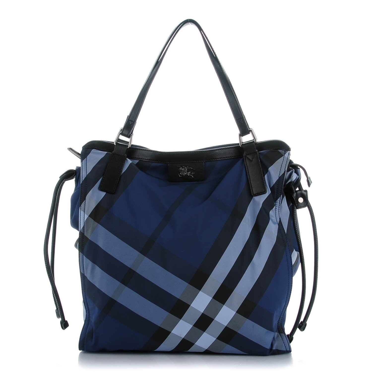 Burberry Nylon Check Small Buckleigh Packable Tote Navy Blue 1 of 8