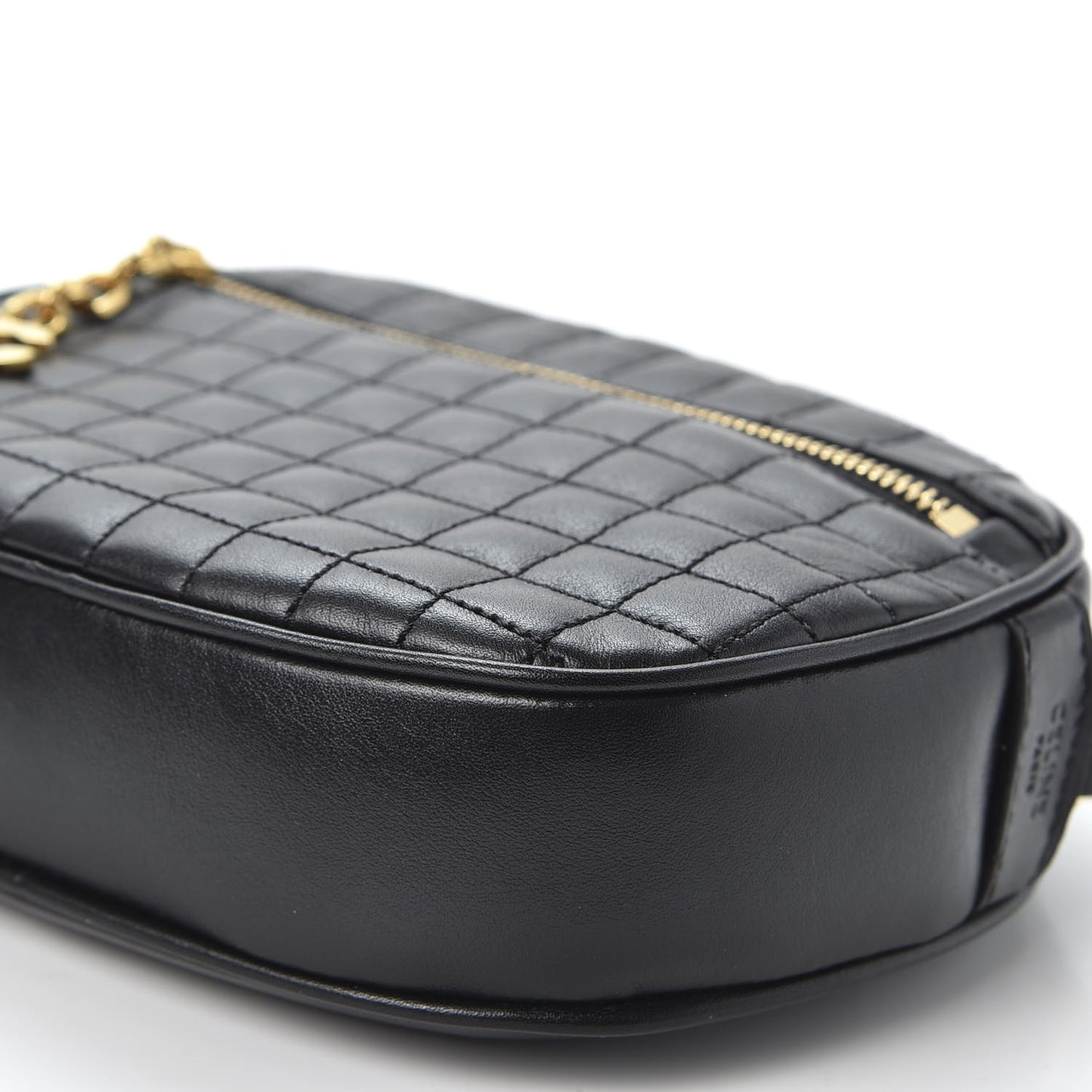 Calfskin Quilted Small C Charm Bag Black