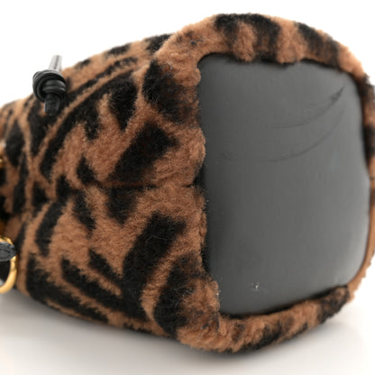 Fendi Shearling Vitello Dolce F is Fendi Macro FF 1974 Mini Mon Tresor Bucket Bag Tobacco Black 9 of 13