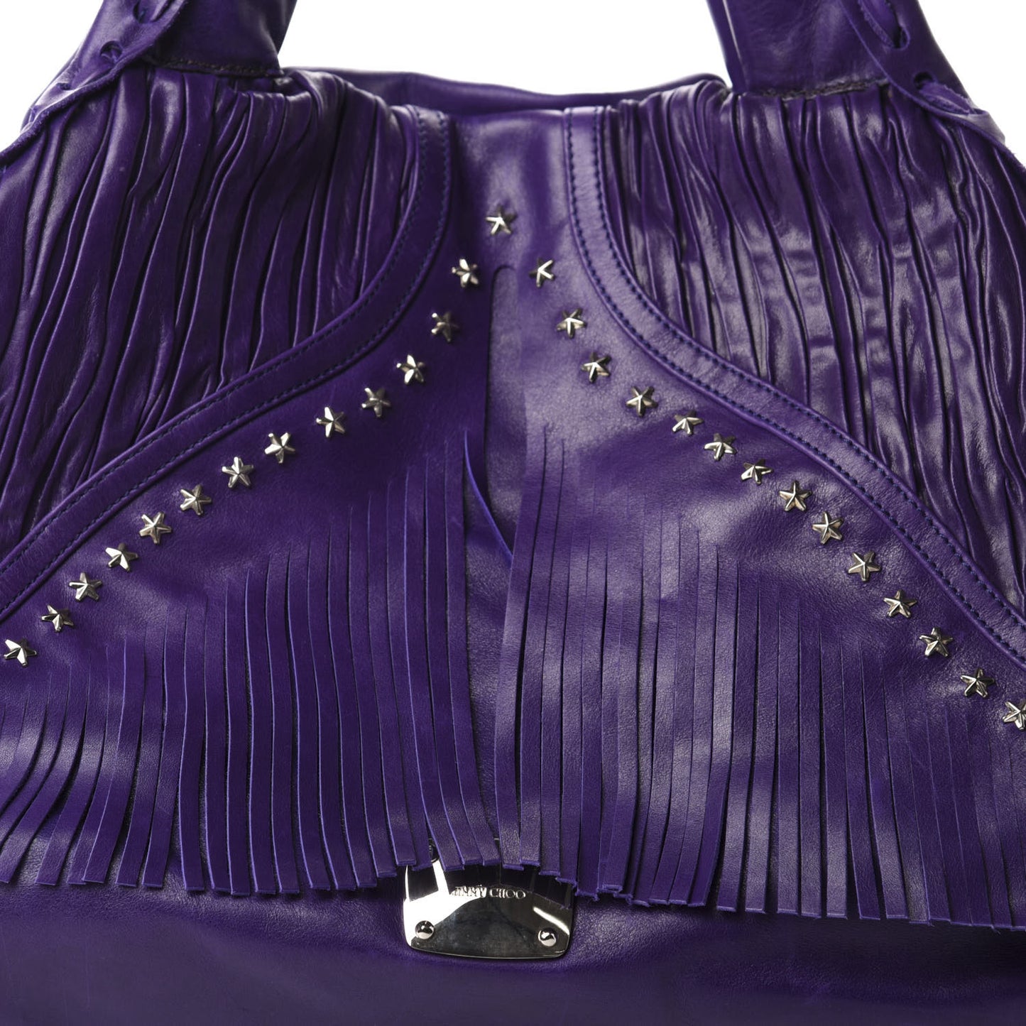 Calfskin Star Studded Iman Shoulder Bag Purple