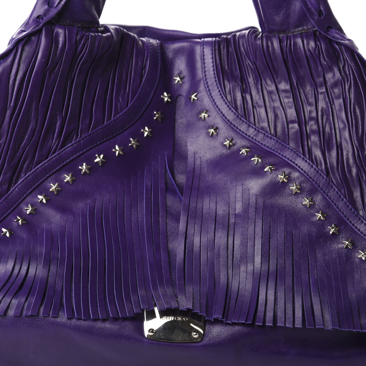Jimmy Choo Calfskin Star Studded Iman Shoulder Bag Purple 10 of 10