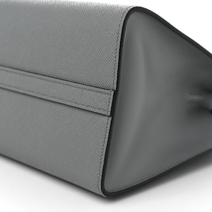 Prada Saffiano Cuir Calfskin Small Monochrome Top Handle Tote Ardesia 8 of 9