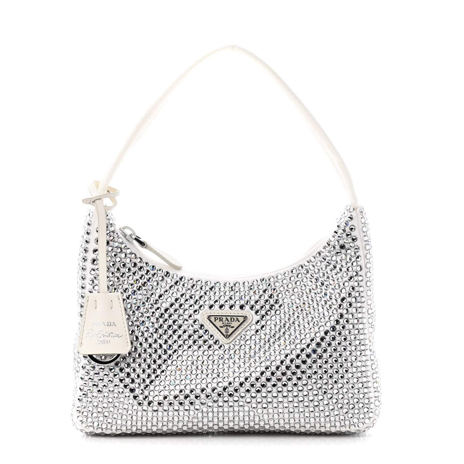 Prada Satin Crystal Mini Re-Edition 2000 Bag White 1 of 8