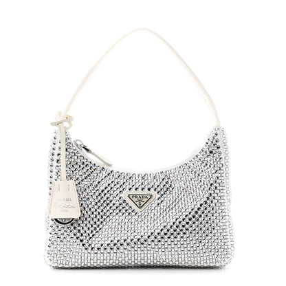 Prada Satin Crystal Mini Re-Edition 2000 Bag White 1 of 8