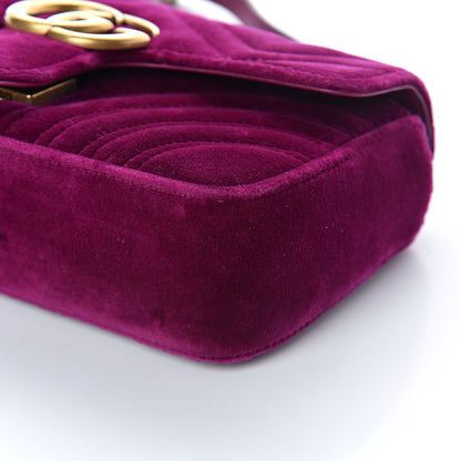 Gucci Velvet Matelasse Mini GG Marmont Shoulder Bag Fuchsia Violet Cyclamen 8 of 8