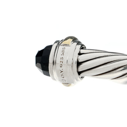 David Yurman Sterling Silver 14K Yellow Gold Black Onyx 7mm Cable Classics Bracelet 3 of 3