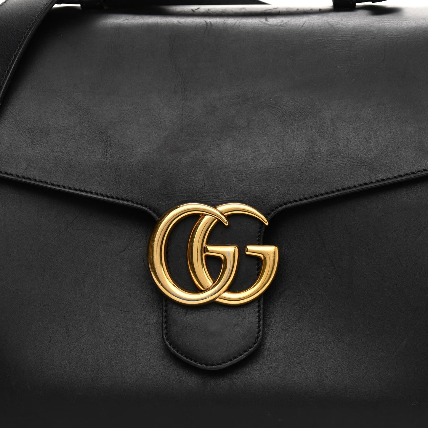 Calfskin GG Marmont Top Handle Briefcase Black