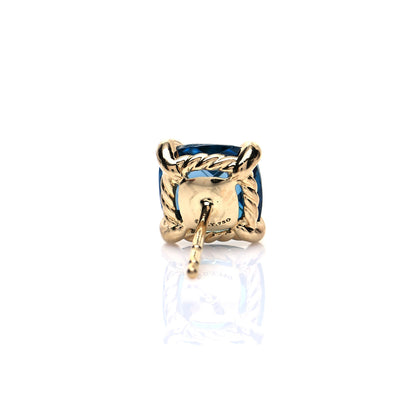 David Yurman 18K Yellow Gold Hampton Blue Topaz Diamond Chatelaine Earrings 5 of 5