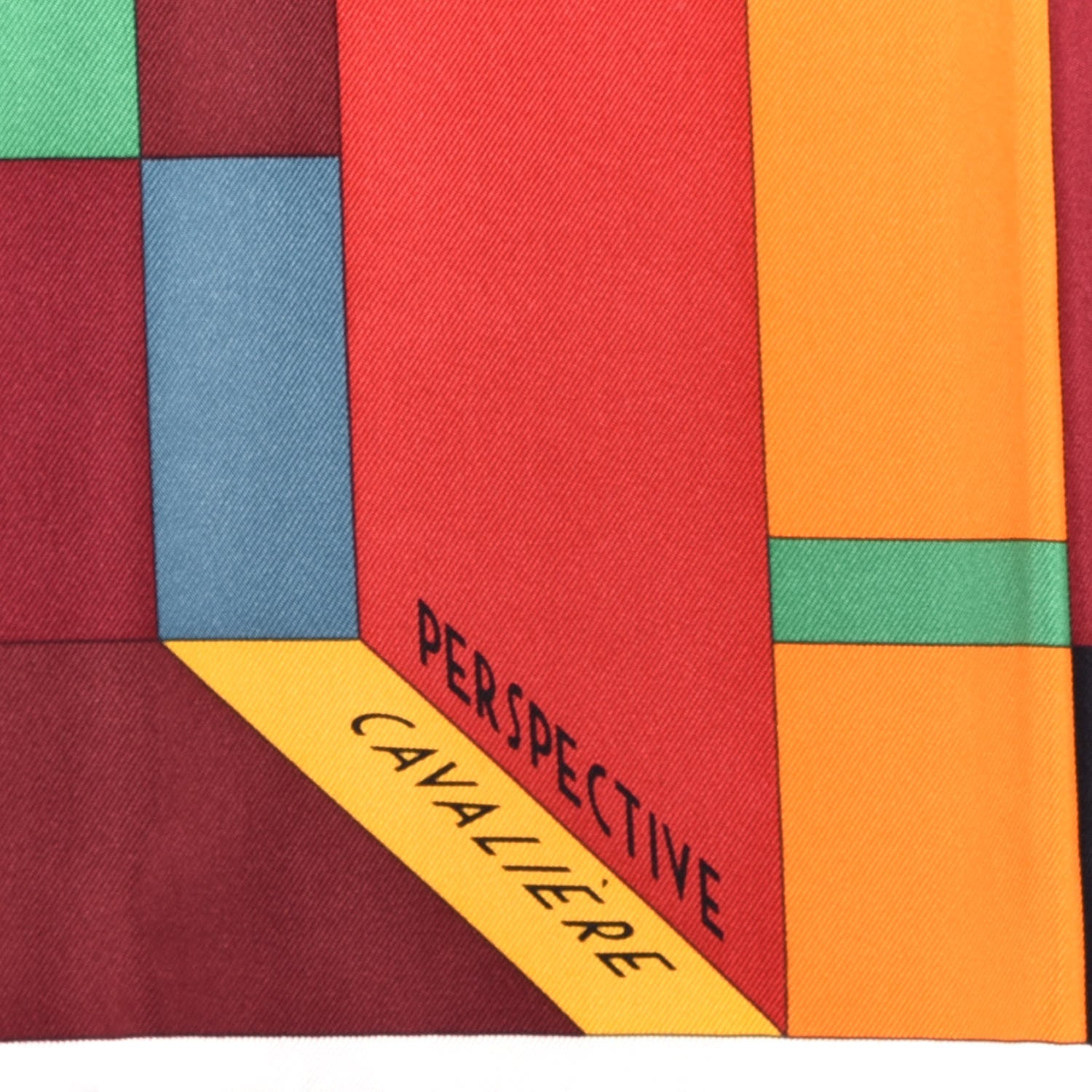 Hermes Silk Perspective Cavaliere 90 Twill Orange Rouge H Vert 2 of 6