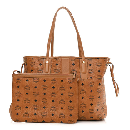 MCM Visetos Medium Liz Reversible Shopper Tote Cognac 1 of 17