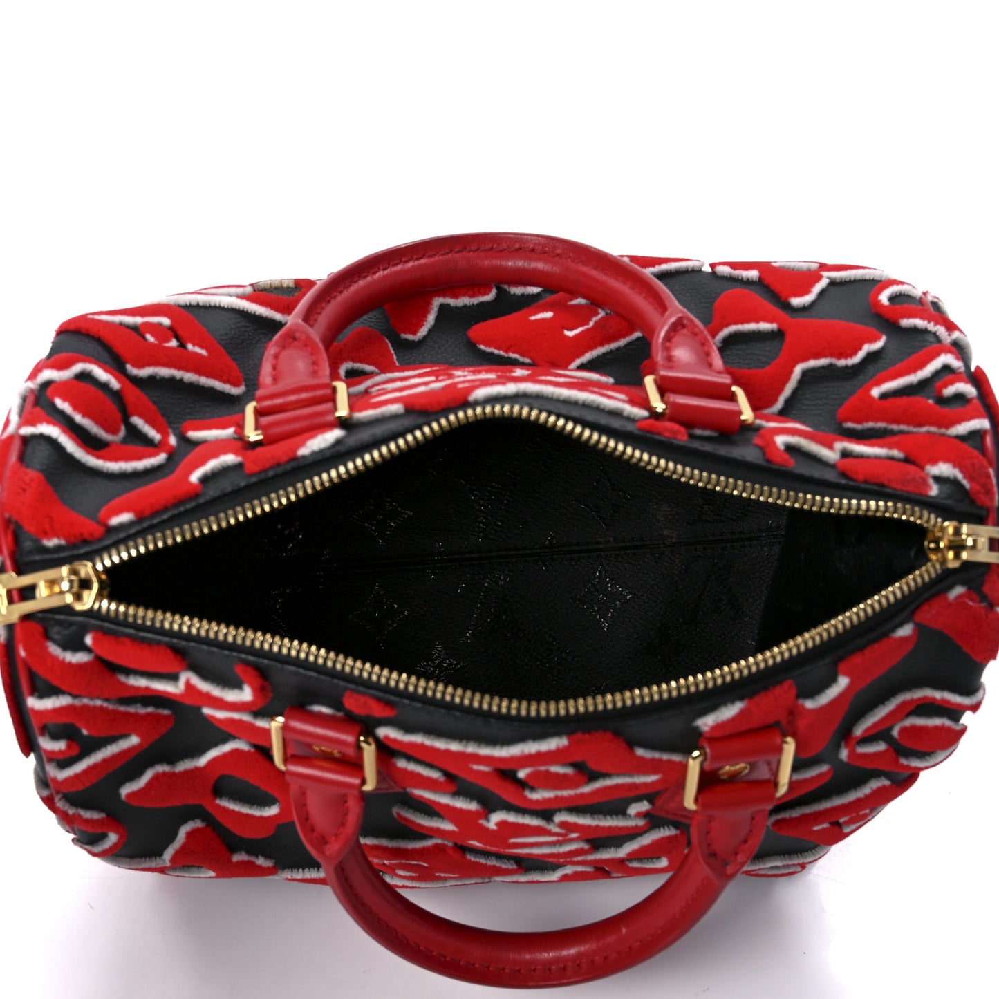 X UF Tufted Monogram Speedy Bandouliere 25 Black Red