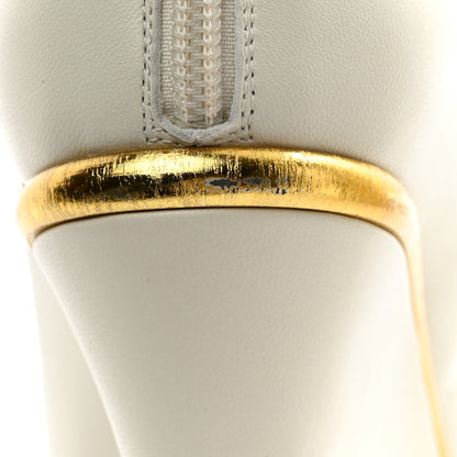 Chanel Lambskin Cap Toe Open Wedge 39 White Black 10 of 11