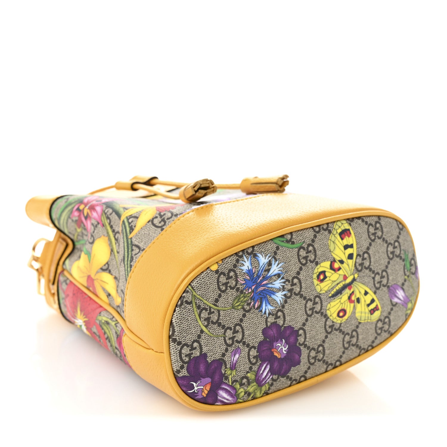 Gucci GG Supreme Monogram Flora Small Ophidia Bucket Bag Beige Multicolor Crop 4 of 10