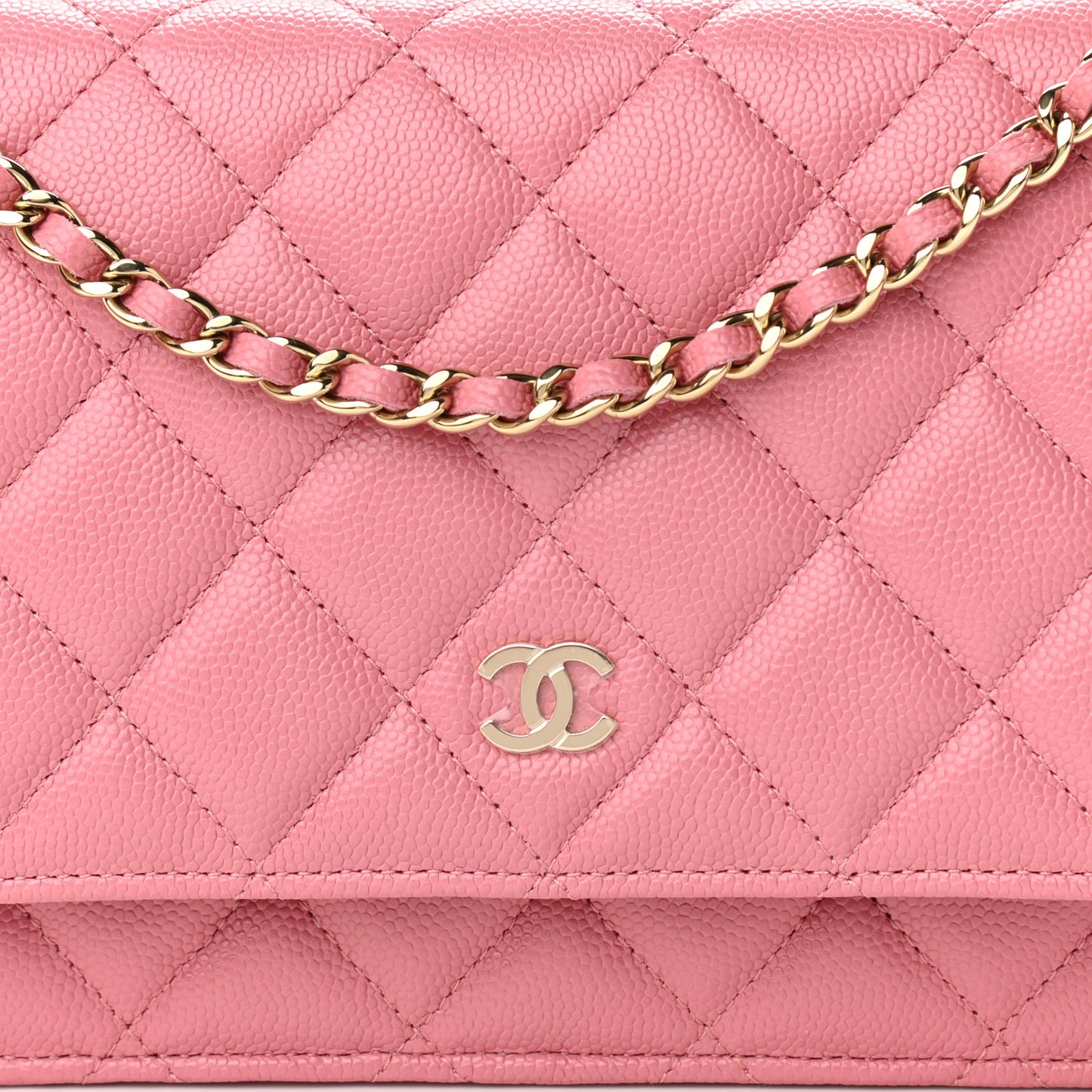 Caviar Quilted Wallet On Chain WOC Dark Pink
