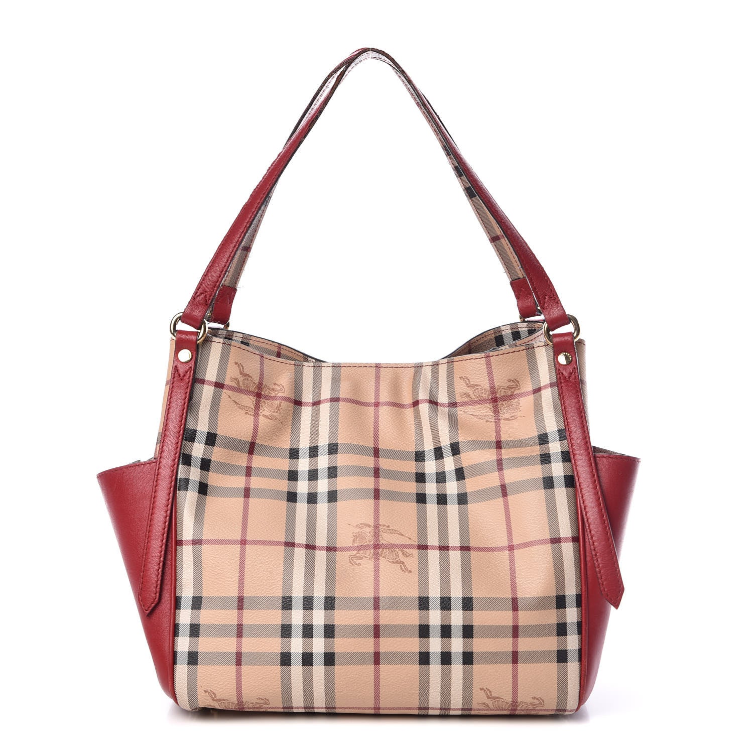 Burberry Haymarket Check Small Canterbury Tote Military Red 1 of 23