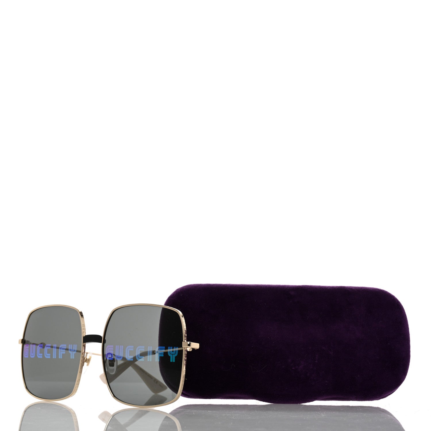Gucci Metal Rectangular Guccify Frame Sunglasses GG0414S Gold 8 of 8